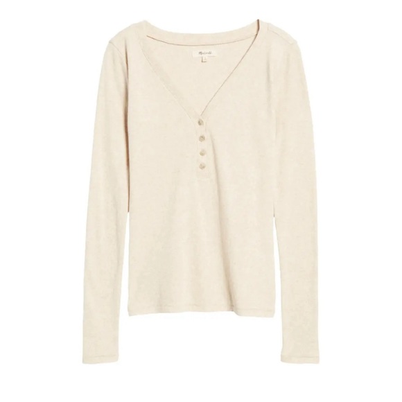 Madewell Long-Sleeve Ribbed Henley Tee - Picture 2 of 13